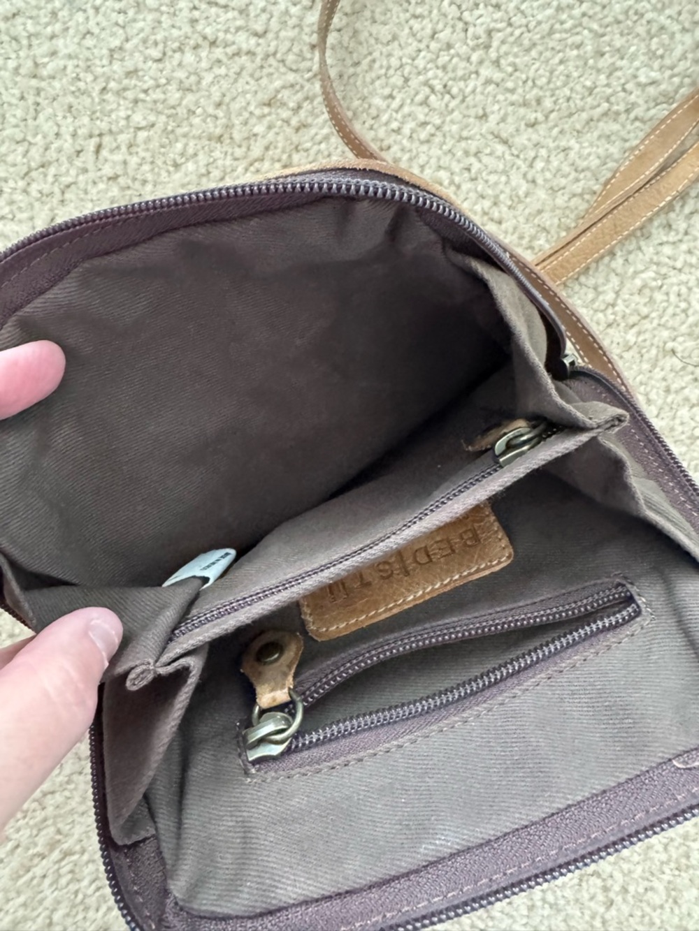 BED|STU Distressed Brown Leather Crossbody Bag - Picture 4 of 6